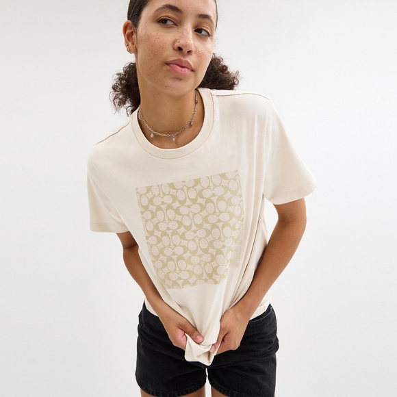 Metallic Signature Square T Shirt In Organic Cotton - Picture 7 of 7